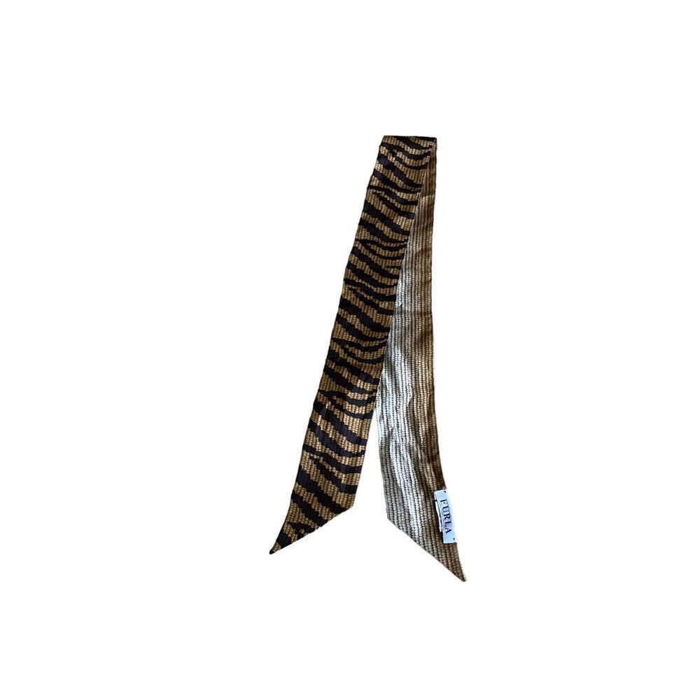 Furla Women's Black & Brown Modern Zebra Print Scarf One Size - Picture 2 of 14